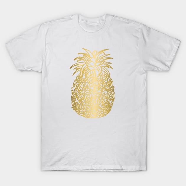 Gold Pineapple Design T-Shirt by PurposelyDesigned